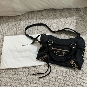 Agneau Giant 12 Gold Hardware Mini City Black Bag